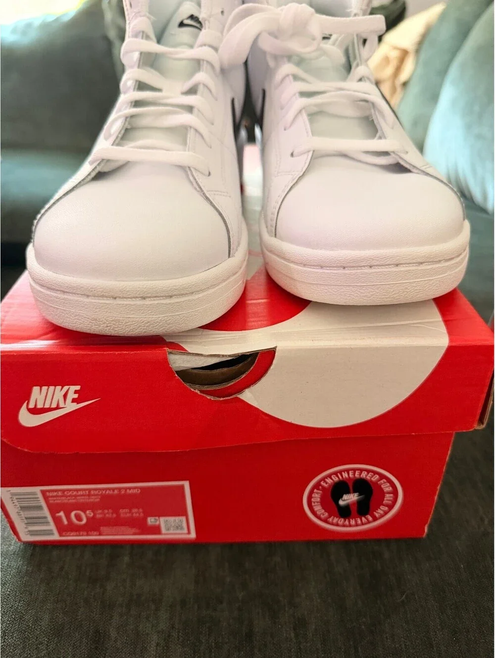 Nike Court Royale 2 Mid White/Black Men's Sneakers Size 10.5